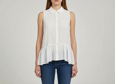 bluzka z baskinką biała: Look, Women's blouse, size S — 1