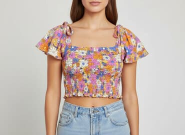 bluzki z kwiacistym wzorem: FB Sister, Top damski, rozmiar M — 6