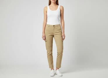 sinsay spodnie bezowe: Sinsay, Spodnie materiałowe damskie, rozmiar 2XS — 6