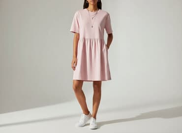 różowe t shirty oversize: H&M, Women`s dress, size S — 7