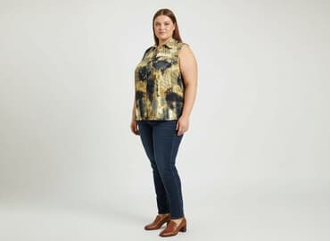 żółte bluzki z krótkim rękawem: Classic, Bluzka damska, rozmiar 5XL — 6