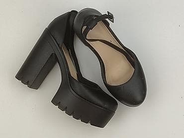 platforma wszystko: Czarne damskie czółenka na platformie i grubym słupku - Rozmiar: 39 — 1