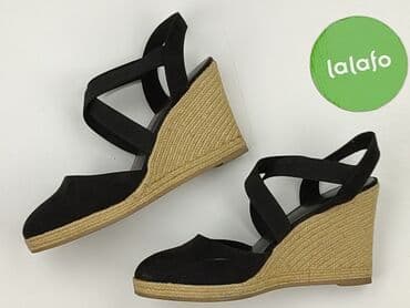 sandały na koturnie z pomponami: Sandały damskie, rozmiar 40 — 4