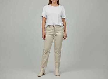 klapki ze złotą klamrą: Spodnie materiałowe damskie, rozmiar XL — 7