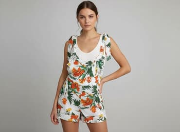 kombinezon długi rękaw krótkie spodenki: PrettyLittleThing, Kombinezon damski, rozmiar M — 6