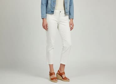 jeansy cropped damskie: Spodnie 3/4 damskie, rozmiar M — 6