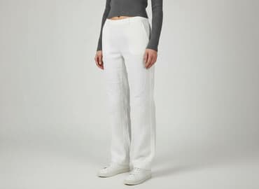 jasne buty: Spodnie materiałowe damskie, rozmiar M — 6