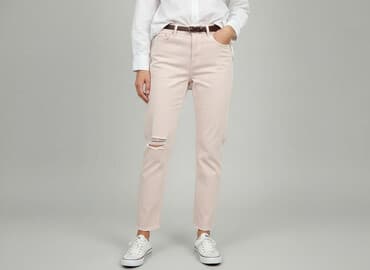 różowe jeansy damskie: H&M, Jeansy damskie, rozmiar L — 6