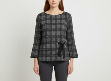 bluzka w kratę czarno biala: Bluzka damska, rozmiar L — 1