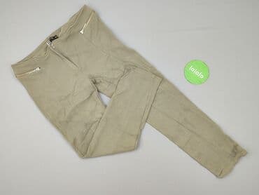 legginsy beżowe prążkowane: CLICK, Legginsy Eleganckie damskie, rozmiar L — 3