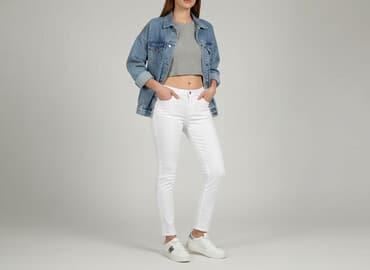 białe spodnie damskie mohito: Mohito, Jeansy damskie, rozmiar M — 8