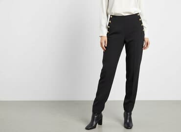 czarne satynowe spodnie zara: Zara, Spodnie materiałowe damskie, rozmiar M — 8