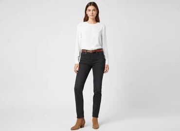 dżinsy z wysokim stanem czarne: H&M, Jeansy damskie, rozmiar XS — 1