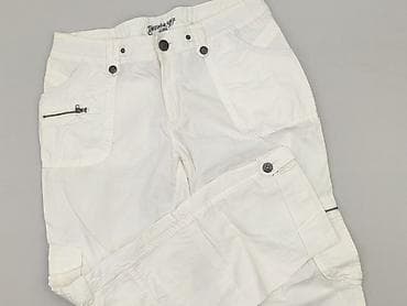 biale materialowe spodnie: Yessica, Spodnie cargo damskie, rozmiar L — 1