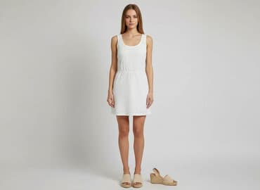 białe krótkie legginsy pod sukienkę: Young Fashion, Sukienka damska, rozmiar S — 6