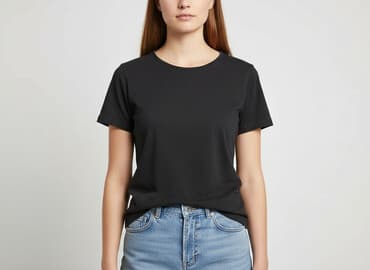 czarne t shirty damskie w serek: T-shirt damski, rozmiar M — 6