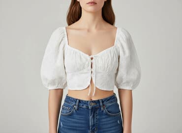 bluzki z dekoltem bershka: Bershka, Top damski, rozmiar M — 7