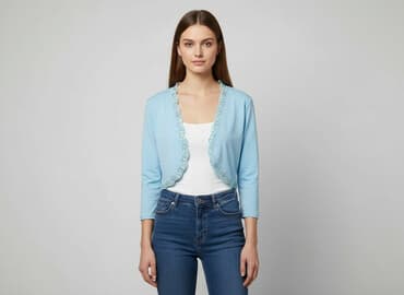 srebrne bolerko do sukienki: Kardigan damski, L — 8