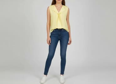 żółte bluzki z krótkim rękawem: Top Secret, Bluzka damska, rozmiar M — 6