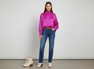 koszula satynowa rozowa: Retro & Icone, Koszula damska, rozmiar M — 7