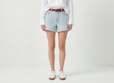 krótkie spodenki z wysokim stanem jeansowe: Szorty damskie, rozmiar L — 1