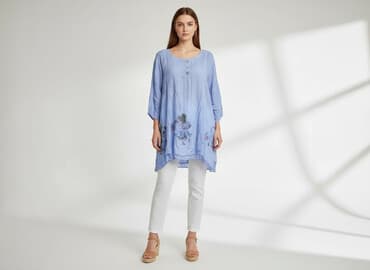 tuniki lniane włoskie: Tunika damska, rozmiar S — 1