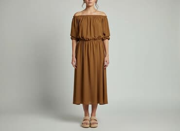 sukienki karmelowa na wesele: Sukienka damska, rozmiar S — 5