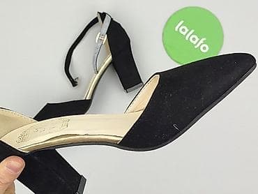 klapki krowy: Czółenka damskie na słupku, rozmiar 34. - Kolor: czarny z detalami w — 9