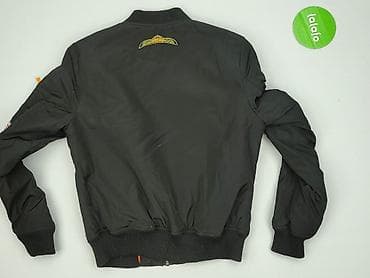 pull and bear botki: Męska kurtka bomberka Live.style, rozmiar S. Czarna, z pomarańczową — 3