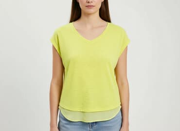 żółte bluzki z krótkim rękawem: Gina Tricot, Bluzka damska, rozmiar S — 6