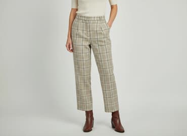 spodnie w kratę new yorker: Spodnie materiałowe damskie, rozmiar S — 7