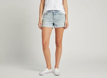 krótkie jeansowe spodenki z wysokim stanem podarte: H&M, Szorty damskie, rozmiar M — 8