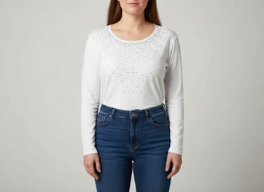 sweter piórkowy na drutach: Canda, Bluzka damska, rozmiar XL — 9