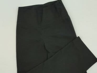 spodnie z wysokim stanem czarne eleganckie: Material trousers for women, size L — 1