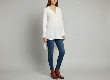 biała koszulka damska z długim rękawem: Vila, Koszula damska, rozmiar M — 1