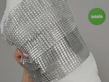 poduszka ciązowa: Biała dekoracyjna tkanina z szerokim pasem ozdobnym w srebrne — 4