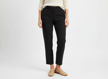 spodnie z wysokim stanem czarne eleganckie: Material trousers for women, size M — 1