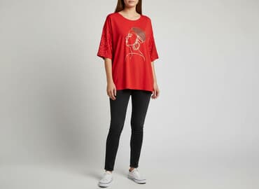 czerwona bluzki wieczorowe: Bluzka damska, rozmiar One size — 1