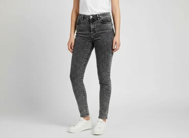 woskowane jeansy z wysokim stanem: H&M, Jeansy damskie, rozmiar S — 7