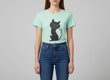 koszulki z kotami damskie: T-shirt damski, rozmiar L — 1