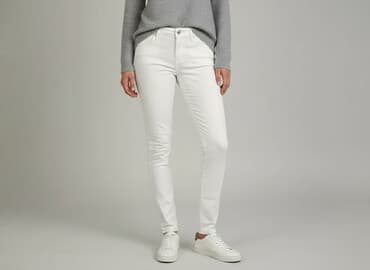 biale szerokie jeansy: Denim, Jeansy damskie, rozmiar M — 7