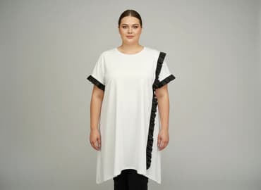 sukienka biała z czarnymi wstawkami: New Collection, Sukienka damska, rozmiar 4XL — 1