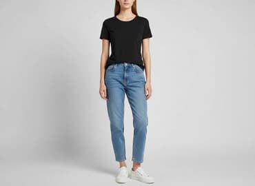 czarne t shirty damskie w serek: H&M, T-shirt damski, rozmiar L — 7