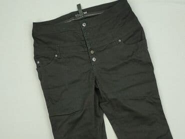 czarne jeansy pull bear: RAINBOW, Spodnie materiałowe damskie, rozmiar L — 1