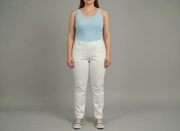 białe lniane spodnie zara: Zentex, Spodnie materiałowe damskie, rozmiar XL — 6