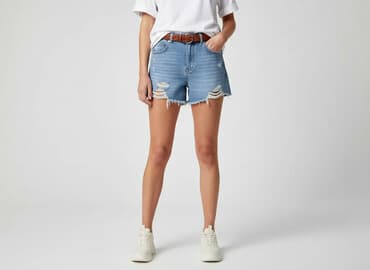 szerokie krótkie spodenki jeansowe: Shorts for women, size L — 1