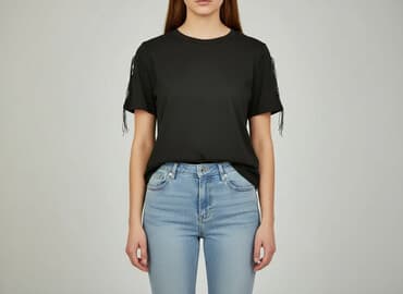 koszula damska z frędzlami: Women`s T-shirt, size S — 1