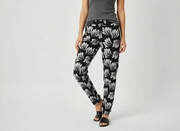 spodnie plus size wysoki stan: Spodnie materiałowe damskie, rozmiar M — 6