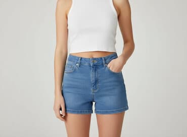 krótkie spodenki z wysokim stanem: Sinsay, Szorty damskie, rozmiar S — 8