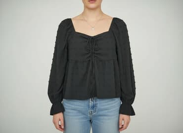 modne bluzki z bufiastymi rękawami: Bluzka damska, rozmiar L — 5